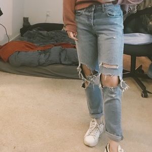 H&M Distressed Wash Boyfriend Jeans